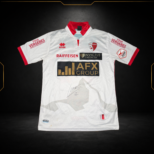 FC Sion Home Jersey 2016/17 Maceiras #62 (Signed and Worn) (L)